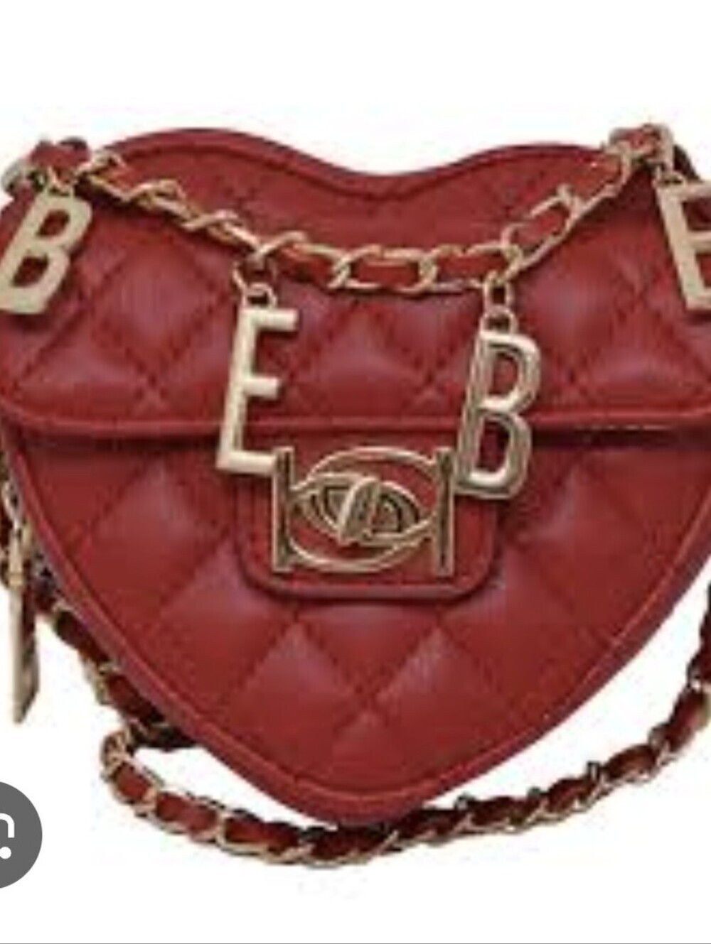 Bebe Quilted Heart Crossbody Bag Gold Hardware New